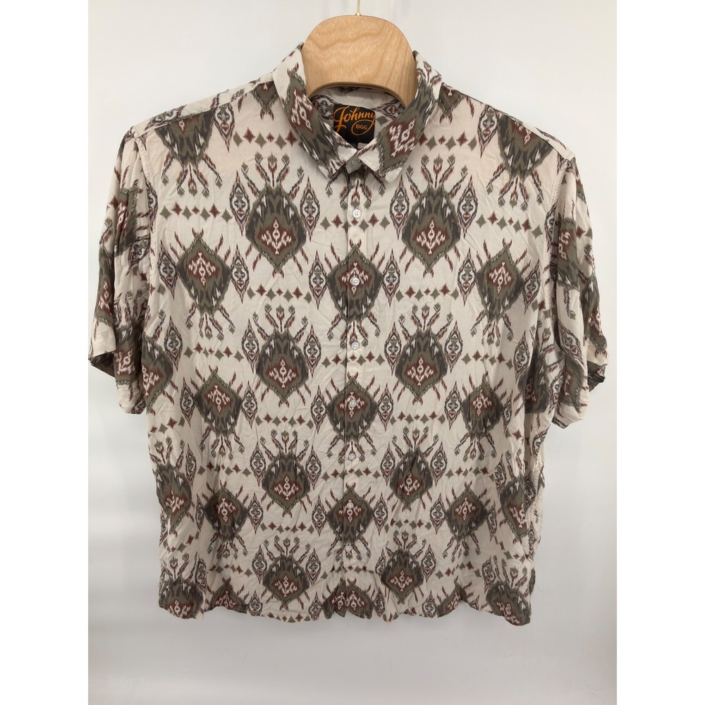 Johnny Bigg‎ Button Up Shirt Mens 5XL Aztec Ikat Short Sleeve Viscose Big Tall